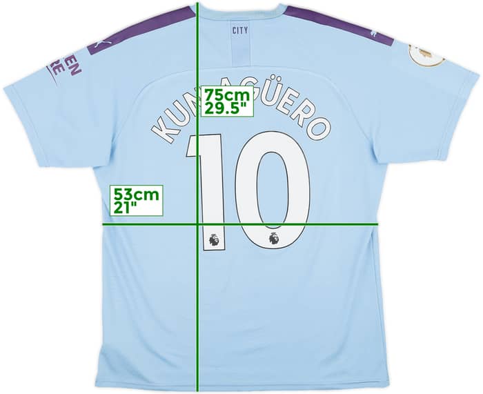 2019-20 Manchester City Home Shirt Kun Aguero #10 - 9/10 - (XL)