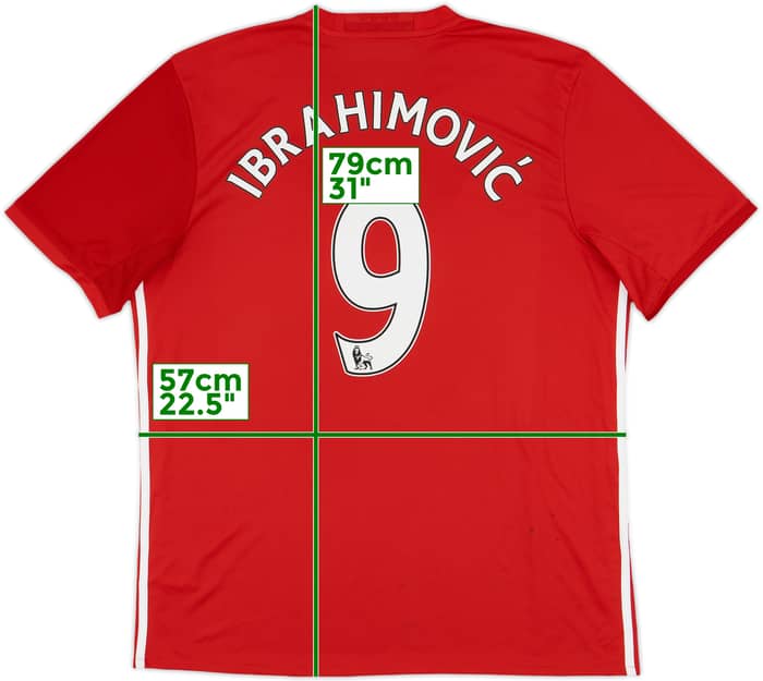 2016-17 Manchester United Home Shirt Ibrahimovic #9 - 8/10 - (XL)
