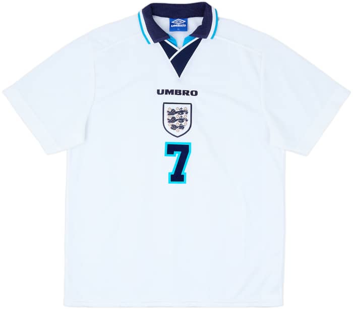 1995-97 England Home Shirt Beckham #7 - 9/10 - (XL)