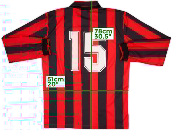 1992-93 AC Milan Home L/S Shirt #15 - 8/10 - (XL)