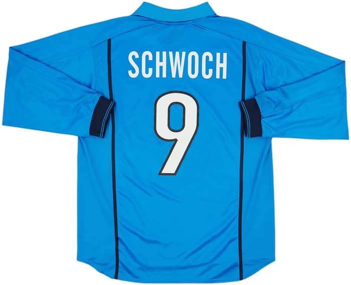 1999-00 Napoli Player Issue Home L/S Shirt Schwoch #9 - 8/10 - (XL)