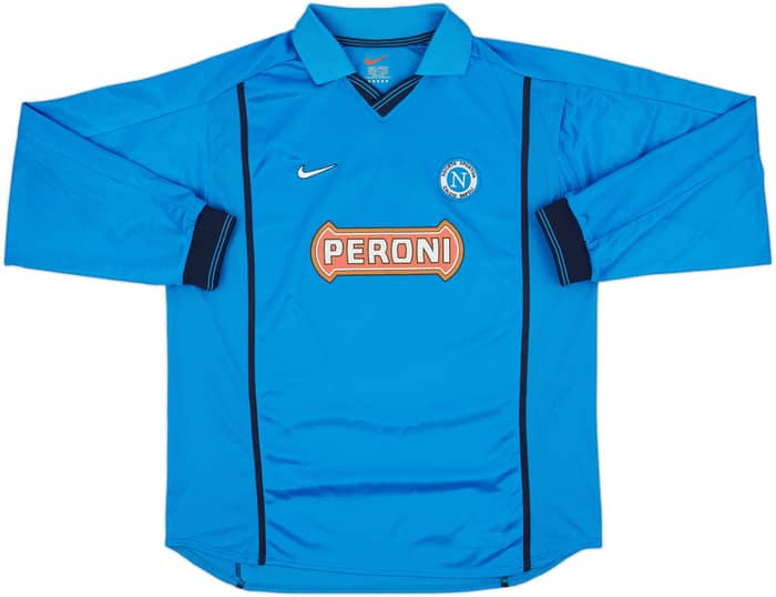 1999-00 Napoli Player Issue Home L/S Shirt Schwoch #9 - 8/10 - (XL)