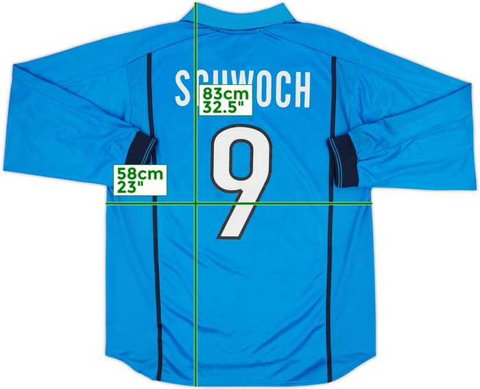 1999-00 Napoli Player Issue Home L/S Shirt Schwoch #9 - 8/10 - (XL)