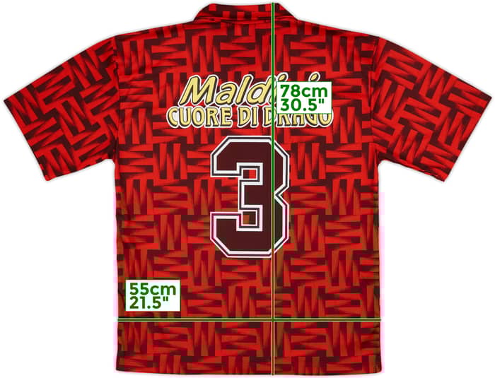 1994-95 AC Milan Paolo Maldini Graphic Fan Shirt Maldini 'Cuore di Drago' #3 - 10/10 - (XL)