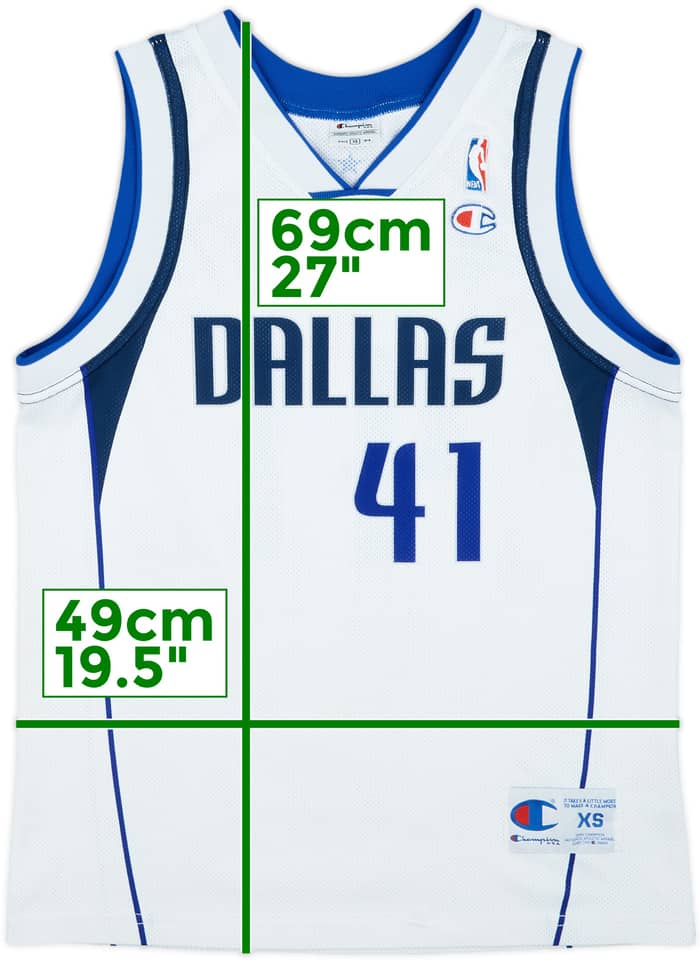 2001-10 Dallas Mavericks Nowitzki #41 Champion Home Jersey - 8/10 - (XS)