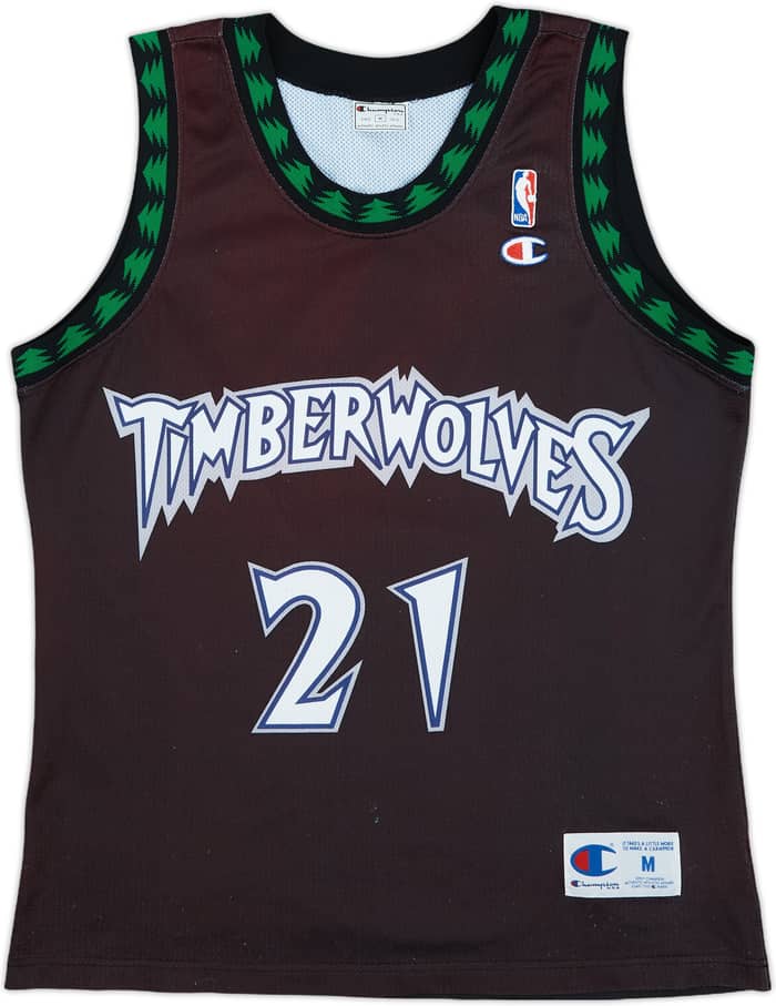 1997-07 Minnesota Timberwolves Garnett #21 Champion Alternate Jersey - 4/10 - (M)