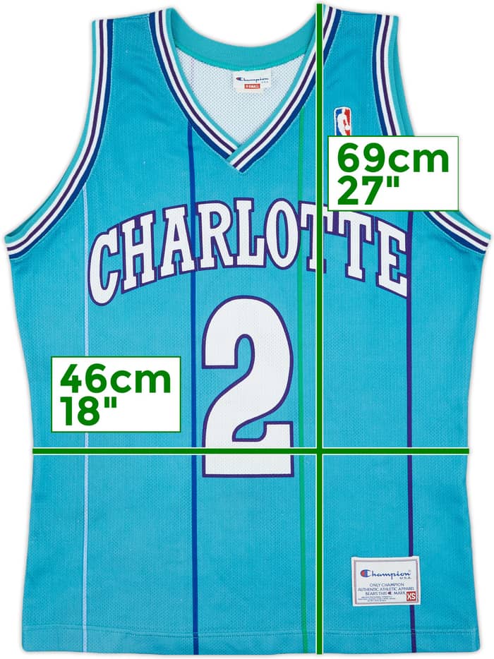 1992-96 Charlotte Hornets L.Johnson #2 Champion Away Jersey - 8/10 - (XS)