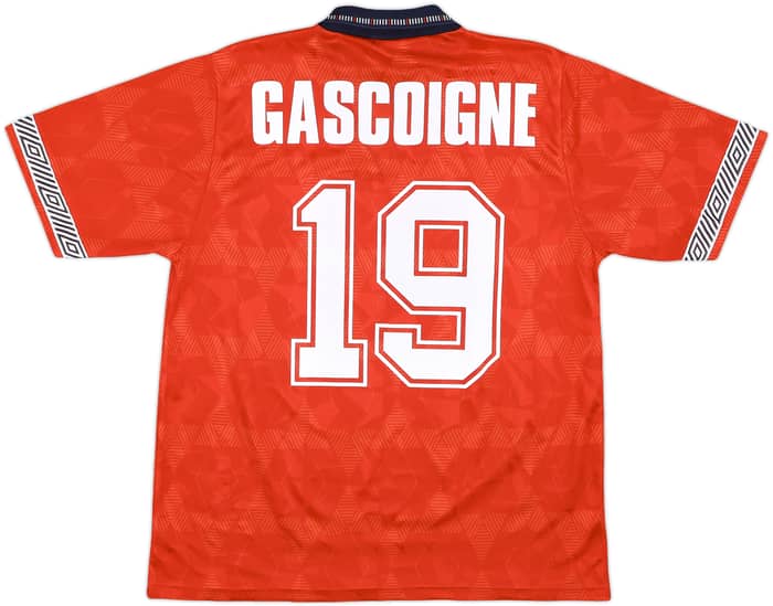1990-93 England Away Shirt Gascoigne #19 - 8/10 - (M)