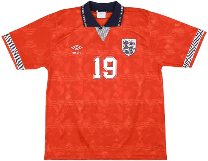 1990-93 England Away Shirt Gascoigne #19 - 8/10 - (M)