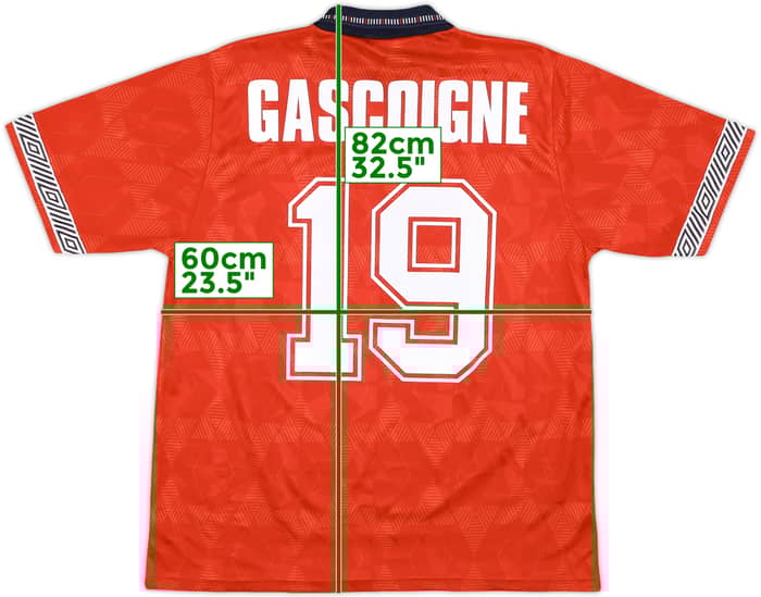 1990-93 England Away Shirt Gascoigne #19 - 8/10 - (M)