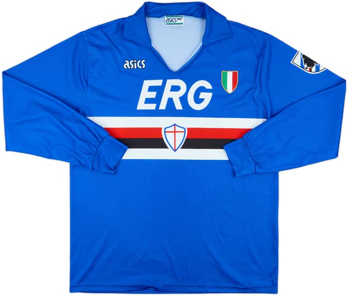 1991-92 Sampdoria Home L/S Shirt #16 - 8/10 - (L|XL)