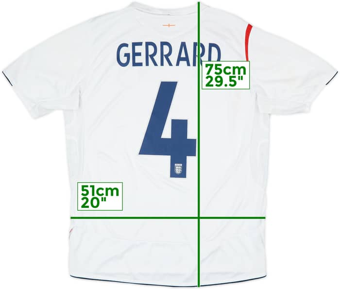 2005-07 England Home Shirt Gerrard #4 - 7/10 - (L)