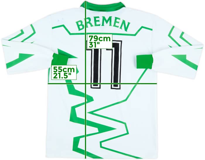 1993-94 Werder Bremen Home L/S Shirt #11 - 6/10 - (L)