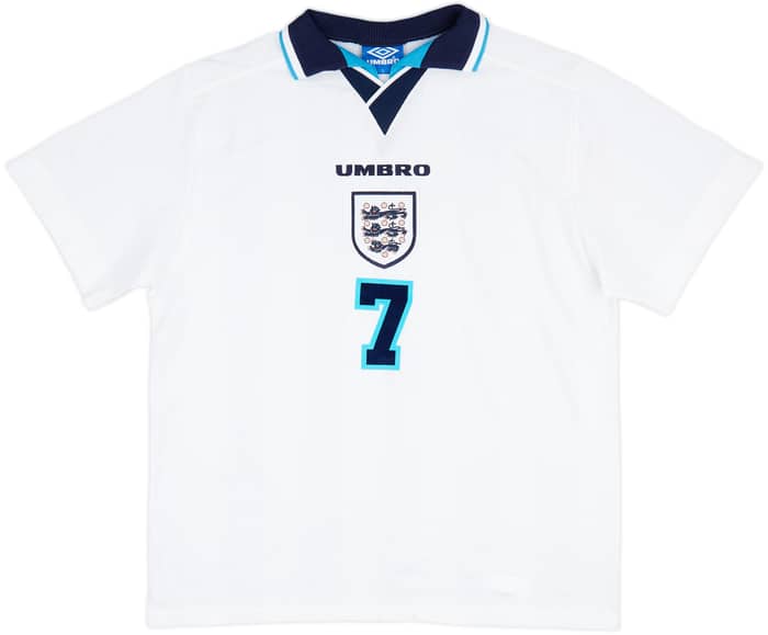 1995-97 England Home Shirt Beckham #7 - 9/10 - (L)