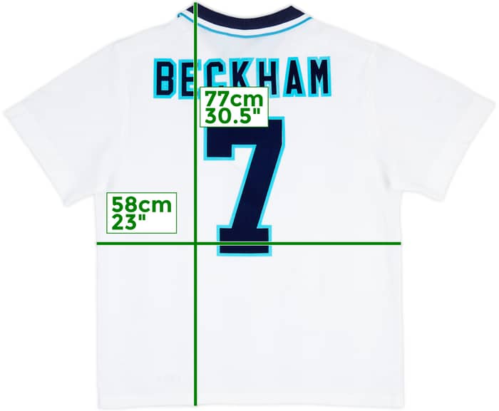 1995-97 England Home Shirt Beckham #7 - 9/10 - (L)