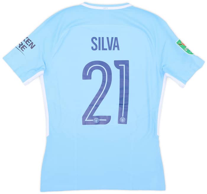 2017-18 Manchester City Match Issue Carabao Cup Home Shirt Silva #21