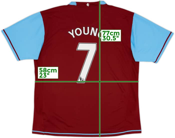 2007-08 Aston Villa Home Shirt Young #7 - 7/10 - (XL)