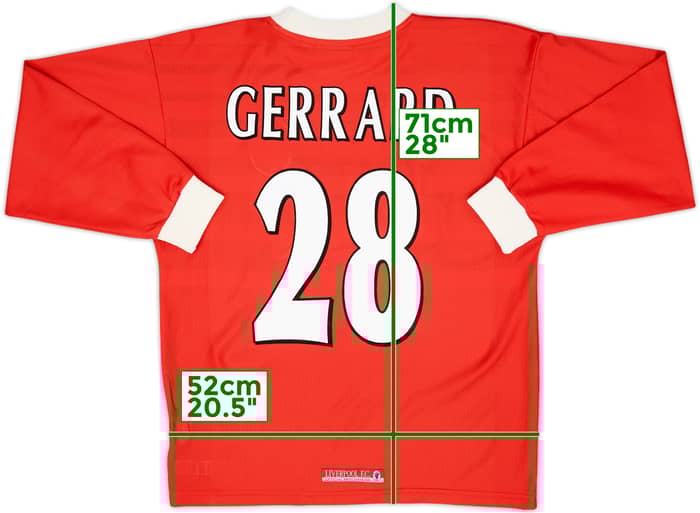 1998-00 Liverpool Home L/S Shirt Gerrard #28 - 6/10 - (M)