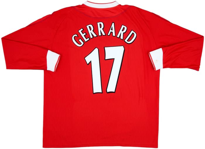 2002-04 Liverpool Home L/S Shirt Gerrard #17 - 7/10 - (XL)