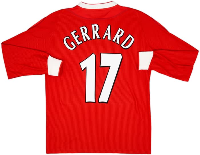 2002-04 Liverpool Home L/S Shirt Gerrard #17 - 9/10 - (M)