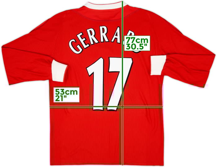 2002-04 Liverpool Home L/S Shirt Gerrard #17 - 9/10 - (M)