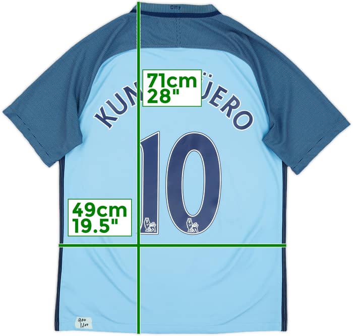 2016-17 Manchester City Home Shirt Kun Aguero #10 - 7/10 - (M)