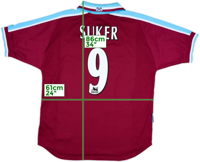 1999-01 West Ham Home Shirt Suker #9 - 8/10 - (XL)
