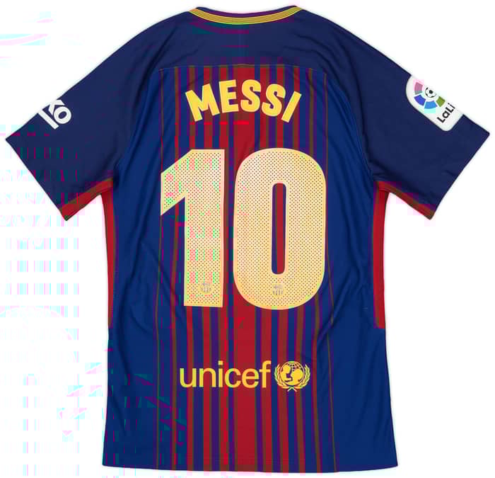 2017-18 Barcelona Authentic Home Shirt Messi #10 - 5/10 - (S)