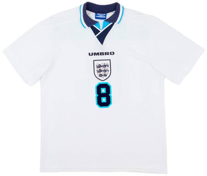 1995-97 England Home Shirt Gascoigne #8 - 8/10 - (M)