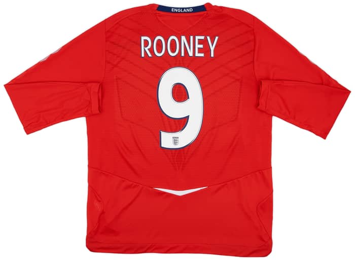 2008-10 England Away L/S Shirt Rooney #9 - 8/10 - (XL)