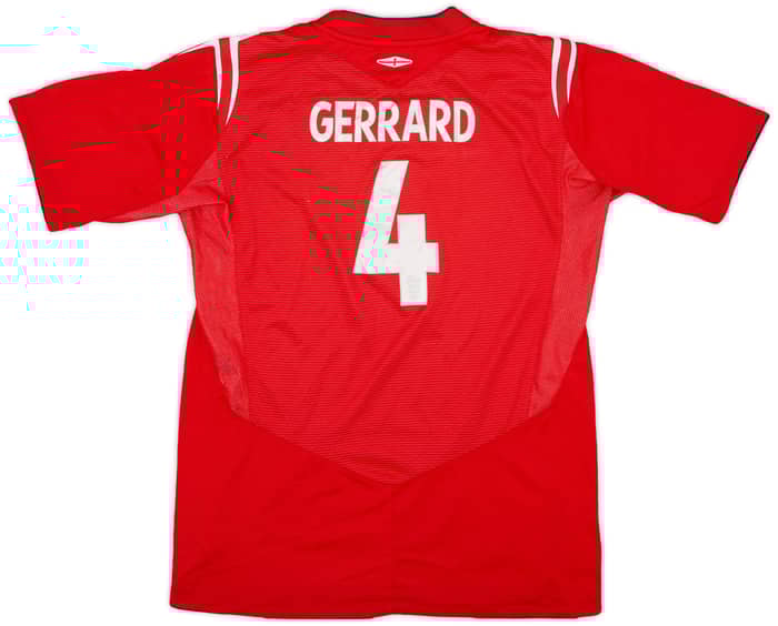 2004-06 England Away Shirt Gerrard #4 - 7/10 - (XL.Boys)