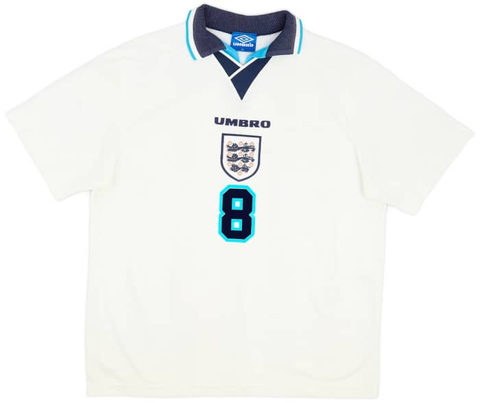 1995-97 England Home Shirt Gascoigne #8 - 7/10 - (XL)