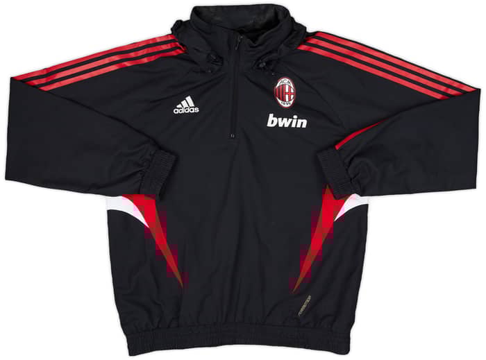 2008-09 AC Milan adidas Hooded 1/4 Zip Drill Top - 8/10 - (L)
