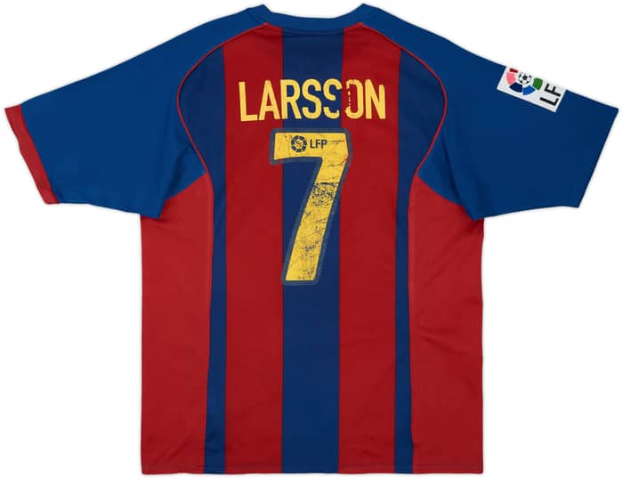 2004-05 Barcelona Basic Home Shirt Larsson #7 - 4/10 - (L)