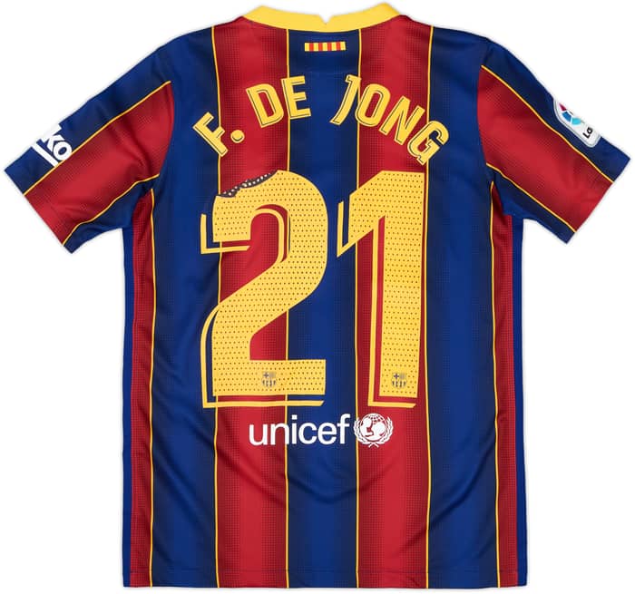 2020-21 Barcelona Home Shirt F. De Jong #21 - 5/10 - (XL.Boys)