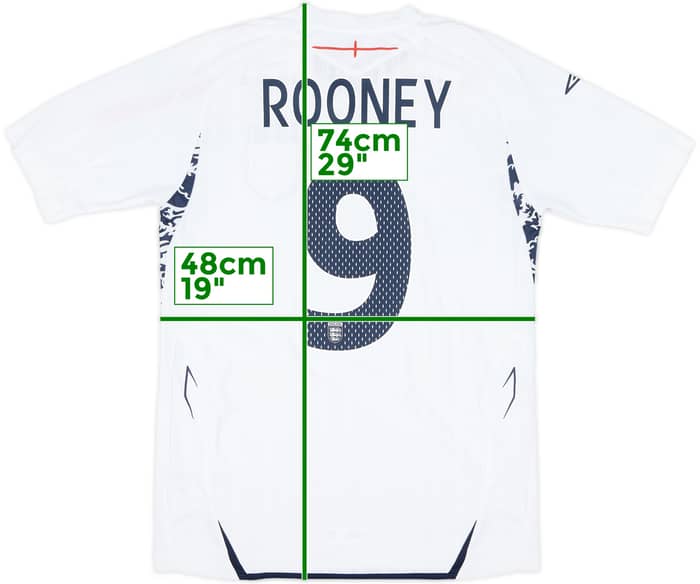 2007-09 England Home Shirt Rooney #9 (S)