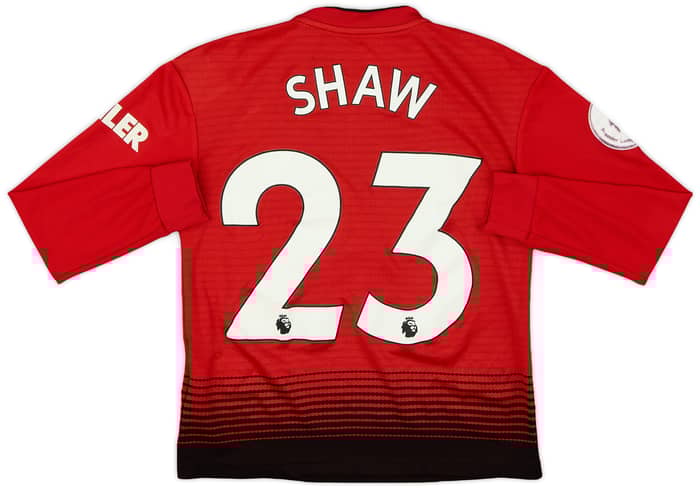 2018-19 Manchester United Home L/S Shirt Shaw #23 - 6/10 - (M.Boys)
