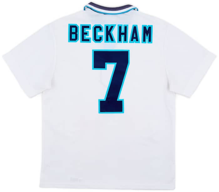 1995-97 England Home Shirt Beckham #7 - 7/10 - (L)