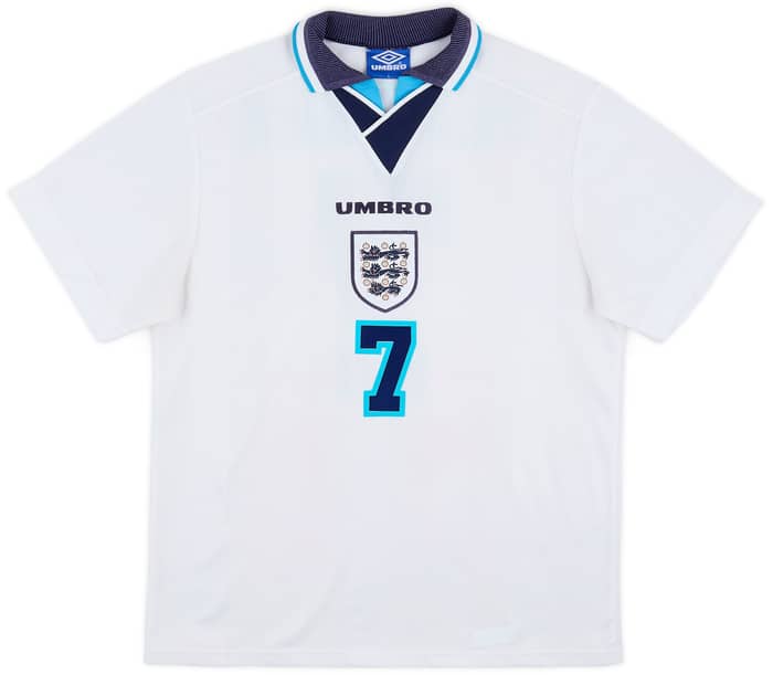 1995-97 England Home Shirt Beckham #7 - 7/10 - (L)