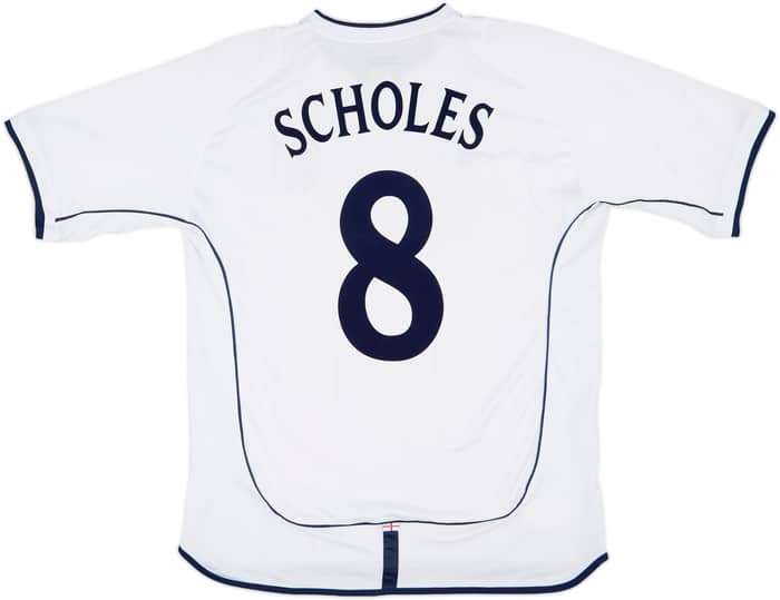 2001-03 England Home Shirt Scholes #8 - 6/10 - (L)