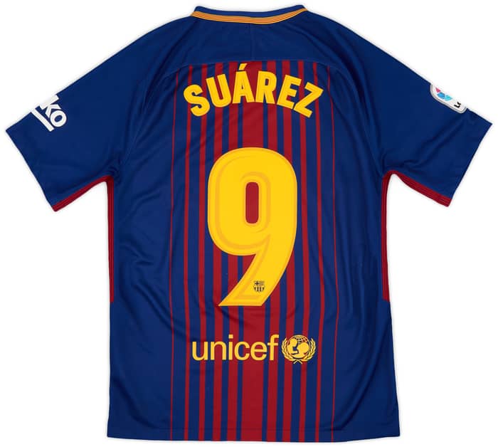 2017-18 Barcelona Home Shirt Suarez #9 - 9/10 - (S)