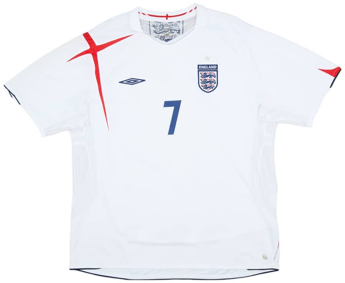 2005-07 England Home Shirt Beckham #7 - 7/10 - (XXL)