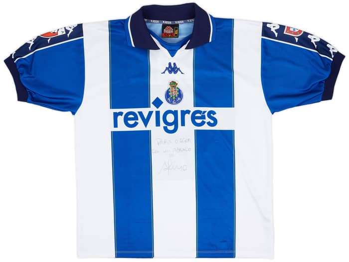 1999-00 Porto Match Issue Signed Home Shirt Aloisio #4