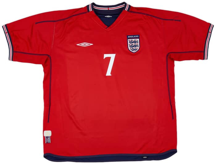 2001/03 Beckham #7 England Vintage Umbro Home L/S Greece