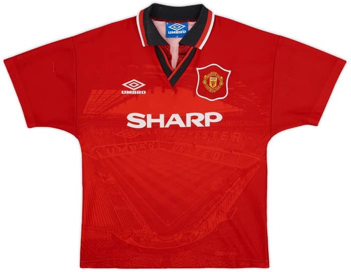 1994-96 Manchester United Home Shirt Irwin #3 - 7/10 - (L.Boys)