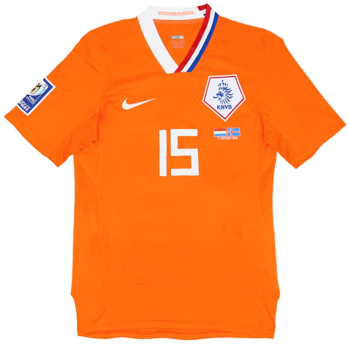 2008 Netherlands Match Issue Home Shirt De Zeeuw #15 (v Iceland)