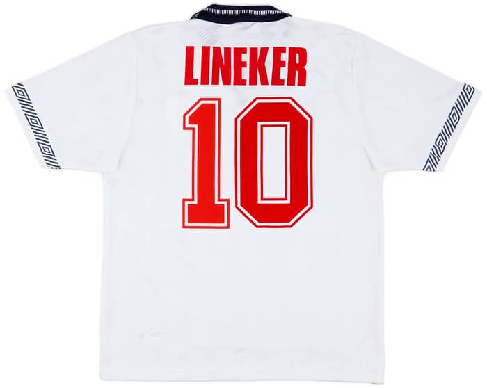 1990-92 England Home Shirt Lineker #10 - 8/10 - (L)