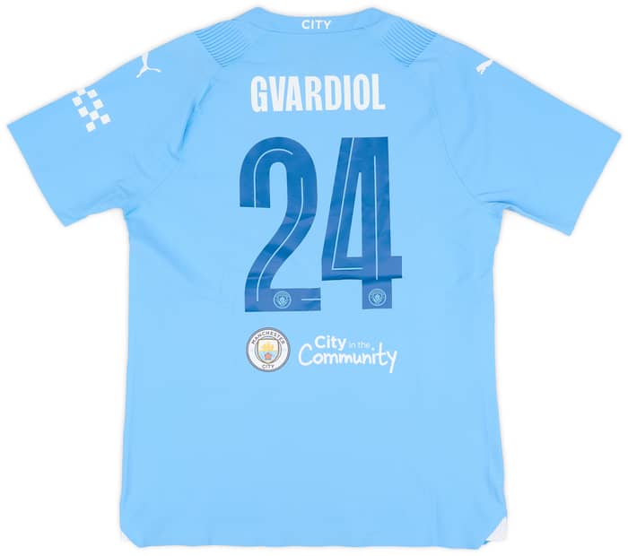 2023-24 Manchester City Match Issue FA Cup Final Home Shirt Gvardiol #24