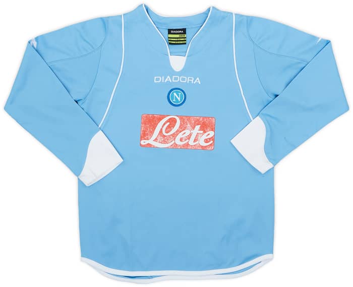 2007-08 Napoli Home L/S Shirt Lavezzi #7 - 6/10 - (S.Boys)
