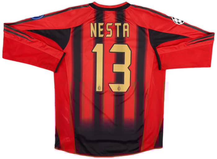 2004-05 AC Milan Home L/S Shirt Nesta #13 - 8/10 - (M)